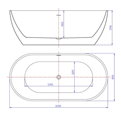 Μπανιέρα Ελεύθερης τοποθέτησης Evelyn 165x80